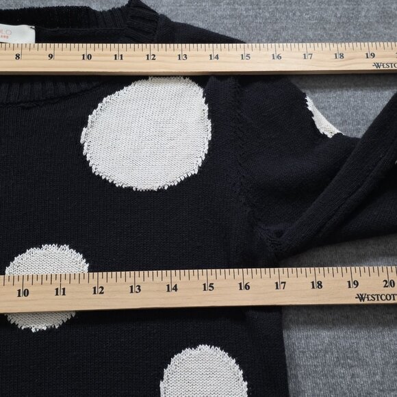 ViCOLO Northland Sweater Womens S/M Black White LS Pullover Italy Cotton Casual - Picture 6 of 14